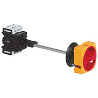 25 A Current, 3 Poles, Short Shaft Door Interlock Disconnect Switch with Yellow, Red Padlockable Handle (0165009SS)
