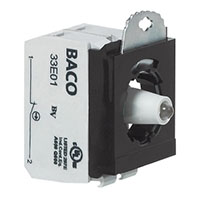 1 Normally Closed (NC), 24 V White Light Emitting Diode (LED), Screw Terminal Illuminated Contact Block Assembly with 3 Position Clip