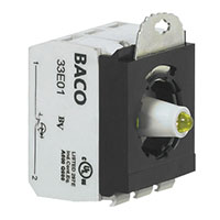 1 Normally Open (NO), 1 Normally Closed (NC), 24 V Yellow Light Emitting Diode (LED), Screw Terminal Illuminated Contact Block Assembly with 3 Position Clip