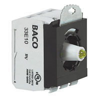 2 Normally Open (NO), 130 V Yellow Light Emitting Diode (LED), Screw Terminal Illuminated Contact Block Assembly with 3 Position Clip
