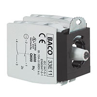 2 Normally Open (NO), 2 Normally Closed (NC) (33E11), 130 V Red Light Emitting Diode (LED), Screw Terminal Illuminated Contact Block Assembly with 3 Position Clip