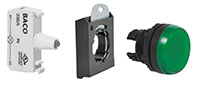 22 mm Green Pilot Light Head with 230 V Light Emitting Diode (LED) and 3 Position Clip