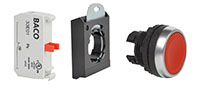 22 mm Red Flush Momentary Chrome Bezel Pushbutton with 1 Normally Closed (NC) and 3 Position Clip