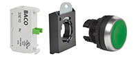 22 mm Green Flush Momentary Chrome Bezel Pushbutton with 1 Normally Open (NO) and 3 Position Clip