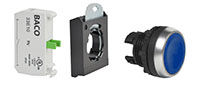 22 mm Blue Flush Momentary Chrome Bezel Pushbutton with 1 Normally Open (NO) and 3 Position Clip