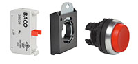 22 mm Red Projected Momentary Chrome Bezel Pushbutton with 1 Normally Closed (NC) and 3 Position Clip