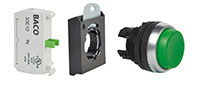 22 mm Green Projected Momentary Chrome Bezel Pushbutton with 1 Normally Open (NO) and 3 Position Clip