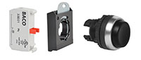 22 mm Black Projected Momentary Chrome Bezel Pushbutton with 1 Normally Closed (NC) and 3 Position Clip