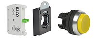 22 mm Yellow Projected Momentary Chrome Bezel Pushbutton with 1 Normally Open (NO) and 3 Position Clip