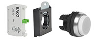 22 mm White Projected Momentary Chrome Bezel Pushbutton with 1 Normally Open (NO) and 3 Position Clip