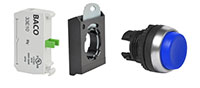 22 mm Blue Projected Momentary Chrome Bezel Pushbutton with 1 Normally Open (NO) and 3 Position Clip