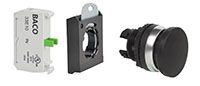 22 mm Black 32 mm Mushroom Momentary Chrome Bezel Pushbutton with 1 Normally Open (NO) and 3 Position Clip