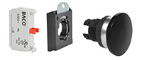 22 mm Black 40 mm Mushroom Momentary Chrome Bezel Pushbutton with 1 Normally Closed (NC) and 3 Position Clip