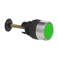 22 mm Green Flush Chrome Bezel Momentary Mechanical Actuator
