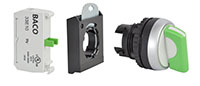 22 mm Green 2 Position Maintained Chrome Bezel Selector Switch with 1 Normally Open (NO) and 3 Position Clip