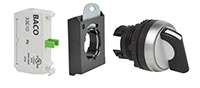 22 mm Black 2 Position Maintained Chrome Bezel Selector Switch with 1 Normally Open (NO) and 3 Position Clip