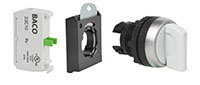 22 mm Grey 2 Position Maintained Chrome Bezel Selector Switch with 1 Normally Open (NO) and 3 Position Clip