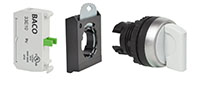 22 mm Grey 2 Position Maintained Chrome Bezel Selector Switch with 1 Normally Open (NO) and 3 Position Clip