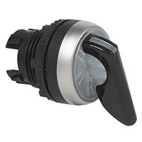 22 mm Black 2 Position Momentary Illuminated Lever Chrome Bezel Selector Switch