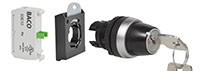 22 mm 2 Position Maintained Chrome Bezel Key Switch with 1 Normally Open (NO) and 3 Position Clip
