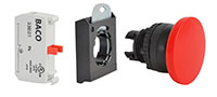22 mm Red 40 mm Mushroom Momentary Black Bezel Pushbutton with 1 Normally Closed (NC) and 3 Position Clip