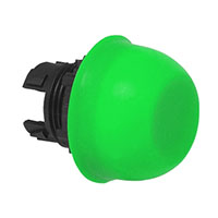 22 mm Green Flush Momentary Black Bezel Pushbutton with Green Domed Shroud