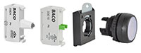 22 mm White Flush Momentary Illuminated Black Bezel Pushbutton with 1 Normally Open (NO), 130 V Light Emitting Diode (LED), and 3 Position Clip