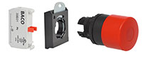 22 mm Red 32 mm Mushroom Black Bezel Push-Pull Button with 1 Normally Closed (NC) and 3 Position Clip