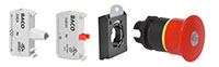 22 mm Red 40 mm Mushroom Push-Pull Illuminated Black Bezel Emergency-Stop with Switch 1 Normally Closed (NC), 24 V Light Emitting Diode (LED), and 3 Position Clip