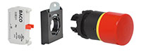22 mm Red 32 mm Mushroom Push-Pull Black Bezel Emergency-Stop Switch with 1 Normally Closed (NC) and 3 Position Clip