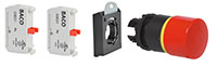 22 mm Red 32 mm Mushroom Push-Pull Black Bezel Emergency-Stop Switch with 2 Normally Closed (NC) and 3 Position Clip