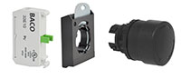 22 mm Black 32 mm Mushroom Black Bezel Push-Turn Button with 1 Normally Open (NO) and 3 Position Clip