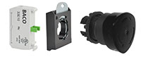 22 mm Black 40 mm Mushroom Black Bezel Push-Turn Button with 1 Normally Open (NO) and 3 Position Clip