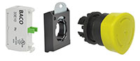 22 mm Yellow 40 mm Mushroom Black Bezel Push-Turn Button with 1 Normally Open (NO) and 3 Position Clip