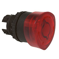 22 mm Red 40 mm Mushroom Push-Turn Illuminated Black Bezel Button