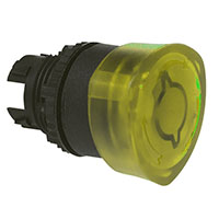 22 mm Yellow 40 mm Mushroom Push-Turn Illuminated Black Bezel Button