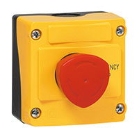 22 mm Red 40 mm Push-Turn Mushroom Maintained Control Station with 1 Normally Closed (NC) and Emergency Stop