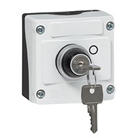 22 mm 2-Position Black Key Switch Maintained Control Station with 1 Normally Open (NO) and Input Output (I O) Symbols