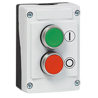 22 mm Green/Red Flush Momentary Control Station with 1 Normally Open (NO), 1 Normally Closed (NC), and Input Output (I O) Symbols