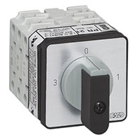 PR17 16 A Three-Way Panel Mount Grey/Black Cam Switch with Off, 1 Pole, and 3 Contacts (SD01AQ1)