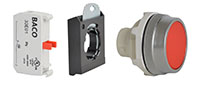 30 mm Red Flush Momentary Chrome Bezel Pushbutton with 1 Normally Closed (NC) and 3 Position Clip