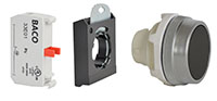 30 mm Black Flush Momentary Chrome Bezel Pushbutton with 1 Normally Closed (NC) and 3 Position Clip
