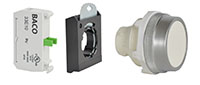 30 mm White Flush Momentary Chrome Bezel Pushbutton with 1 Normally Open (NO) and 3 Position Clip