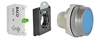 30 mm Blue Flush Momentary Chrome Bezel Pushbutton with 1 Normally Open (NO) and 3 Position Clip
