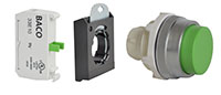 30 mm Green Projected Momentary Chrome Bezel Pushbutton with 1 Normally Open (NO) and 3 Position Clip