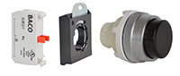 30 mm Black Projected Momentary Chrome Bezel Pushbutton with 1 Normally Closed (NC) and 3 Position Clip