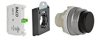 30 mm Black Projected Momentary Chrome Bezel Pushbutton with 1 Normally Open (NO) and 3 Position Clip