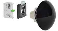 30 mm Black 70 mm Mushroom Momentary Chrome Bezel Pushbutton with 1 Normally Open (NO) and 3 Position Clip