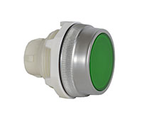 30 mm Green Flush Momentary Illuminated Chrome Bezel Pushbutton