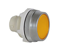 30 mm Yellow Flush Momentary Illuminated Chrome Bezel Pushbutton